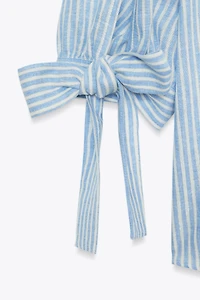 CHEMISE RAYURES LACETS AVEC LIN