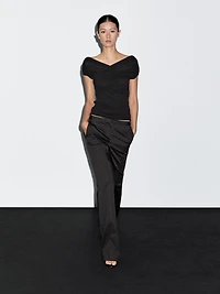 Satin flared fit trousers