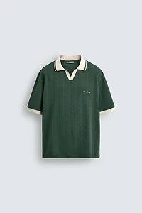 EMBROIDERED VERTICAL JACQUARD POLO