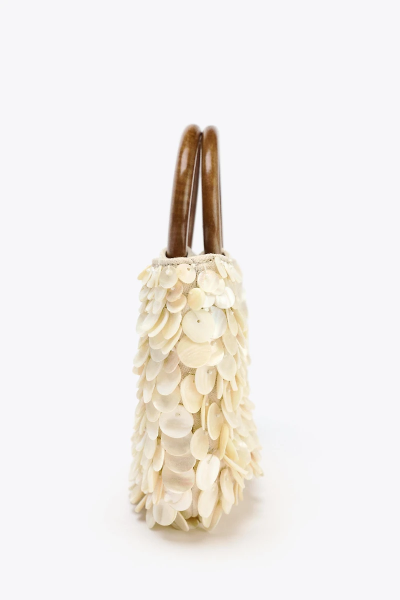 FAUX MOTHER-OF-PEARL APPLIQUÉ BAG