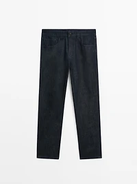 Cotton blend tapered fit jeans