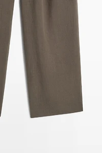 Linen blend pleated trousers