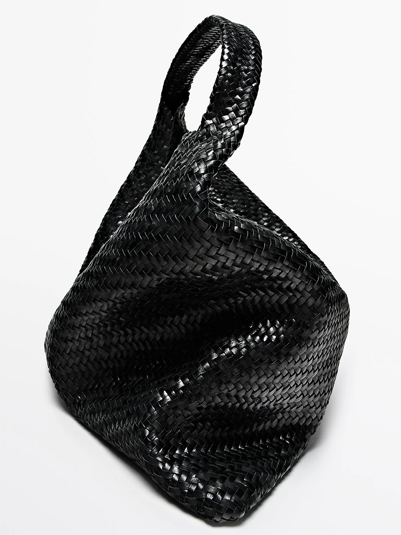 Nappa leather woven maxi tote bag