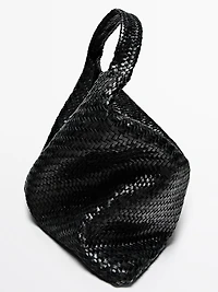Nappa leather woven maxi tote bag
