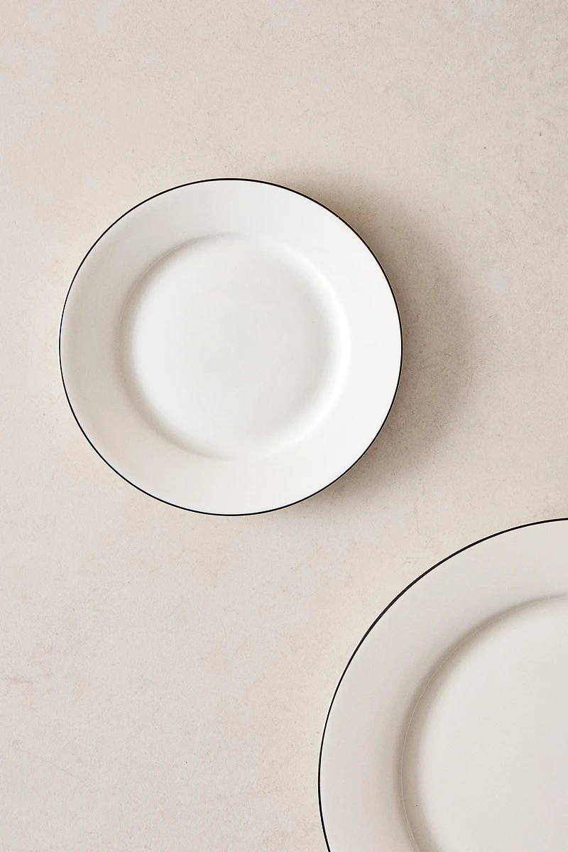 BONE CHINA SIDE PLATE WITH BLACK RIM