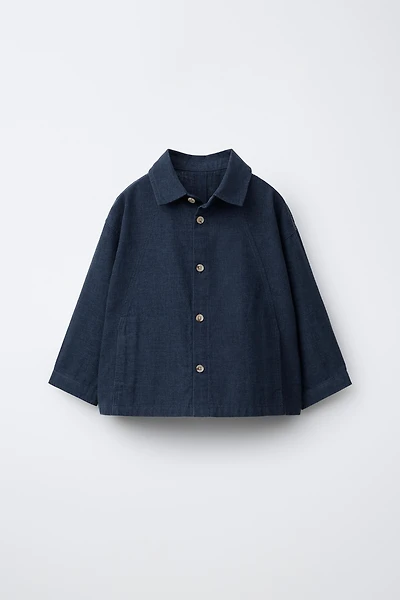 LINEN POCKET OVERSHIRT
