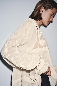 EMBROIDERED BEADED STRUCTURE BLOUSE