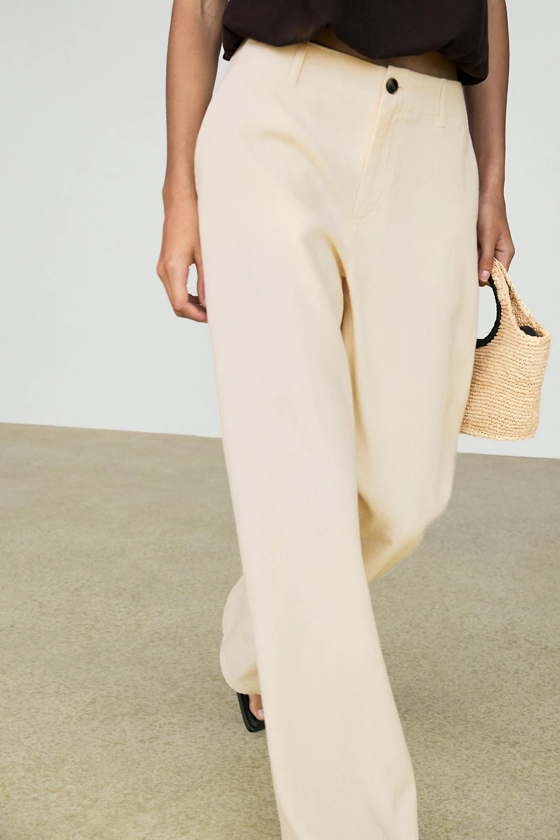 Linen blend relaxed fit pants
