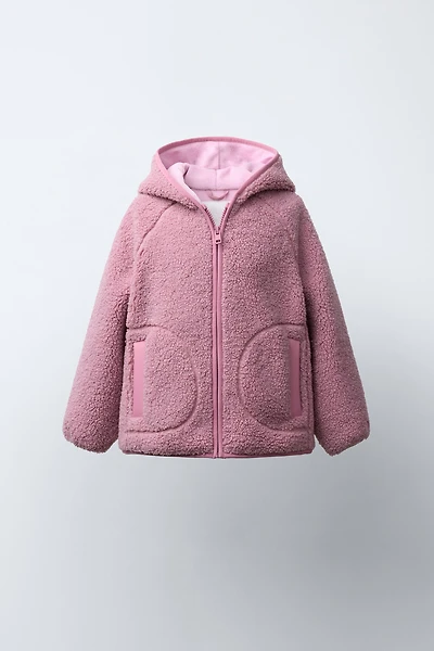 VESTE EFFET MOUTON À CAPUCHE