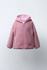 VESTE EFFET MOUTON À CAPUCHE