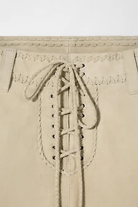 SUEDE PANTS WITH TIES KATE MOSS X ZARA