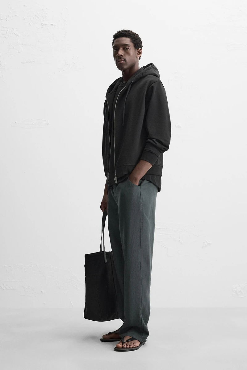 BASIC HOODED ZIP-UP SWEATSHIRT