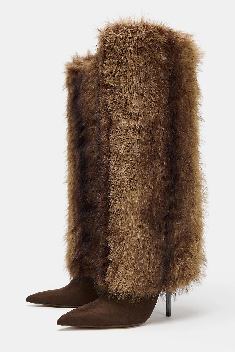 FUR EFFECT HEEL BOOTS