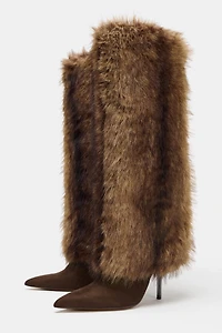 FUR EFFECT HEEL BOOTS