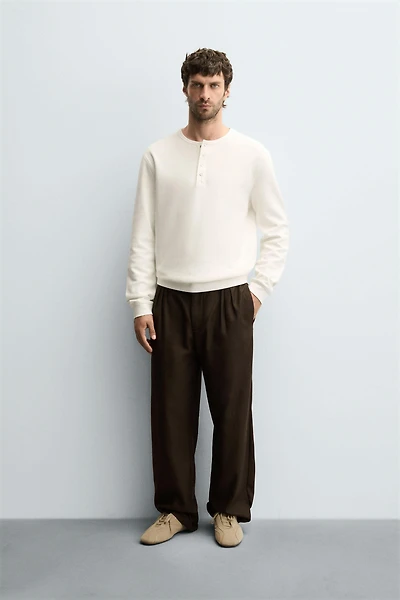 RIBBED BUTTON-FRONT TOP