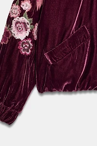 EMBROIDERED VELVET PUFFER JACKET