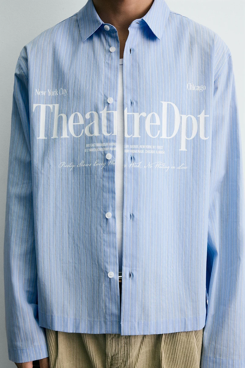 RELAXED FIT PLAID TEXT SHIRT