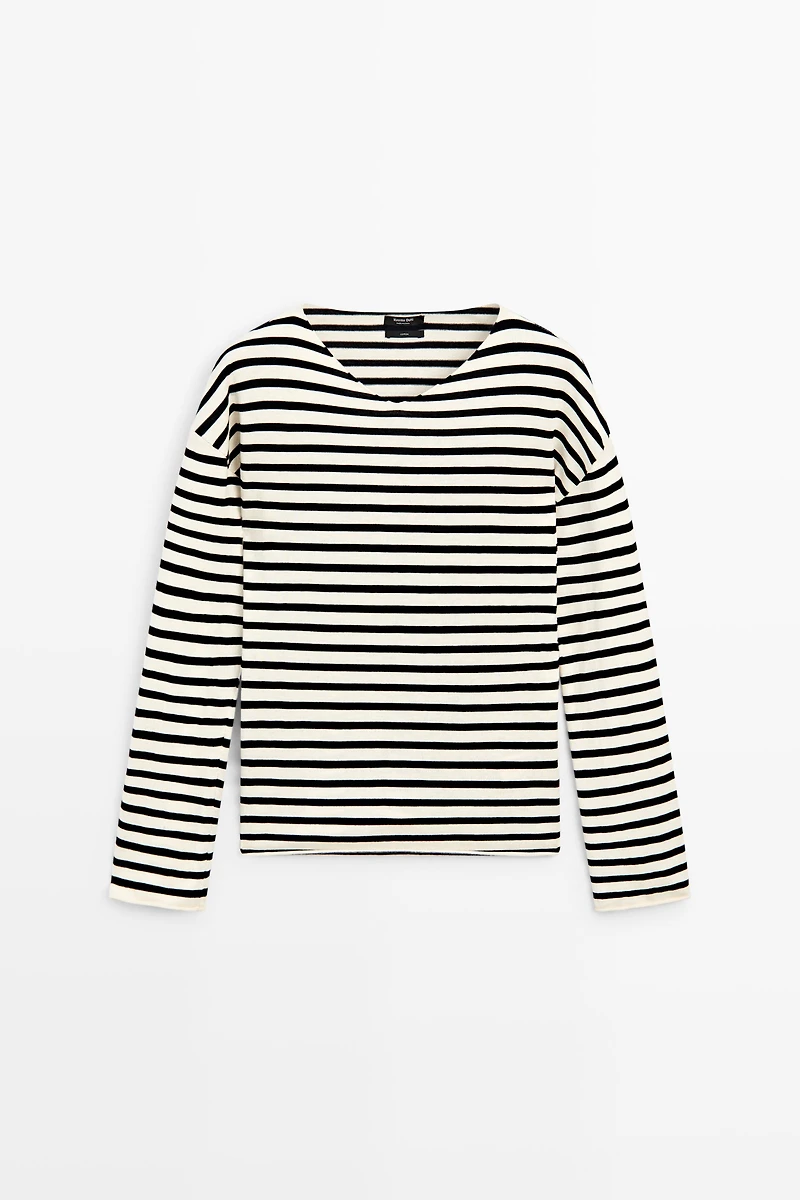 100% cotton long sleeve striped sweater