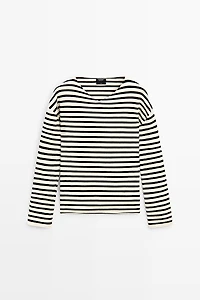 100% cotton long sleeve striped sweater