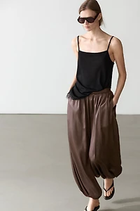 Pantalon balloon fluide satiné