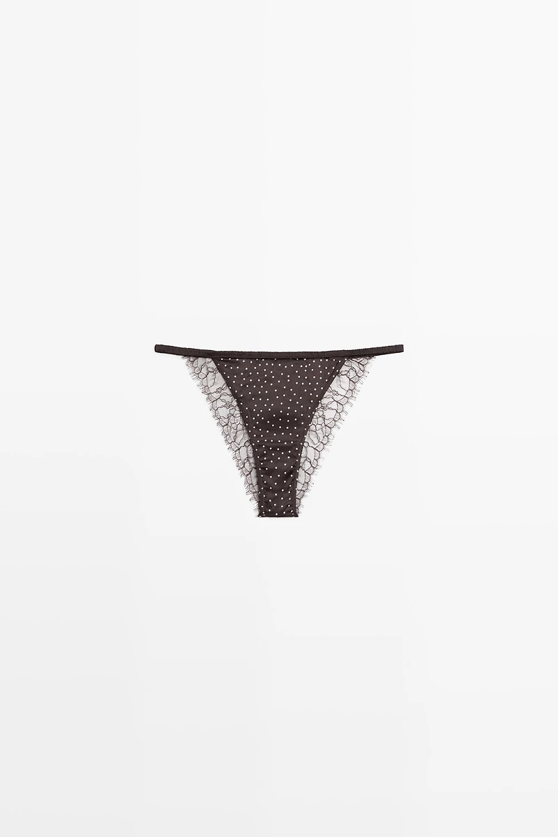 Polka dot briefs with lace detail