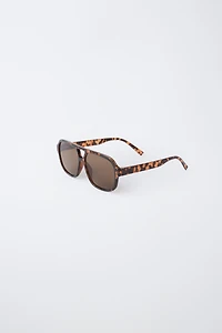 TORTOISESHELL EFFECT AVIATOR SUNGLASSES