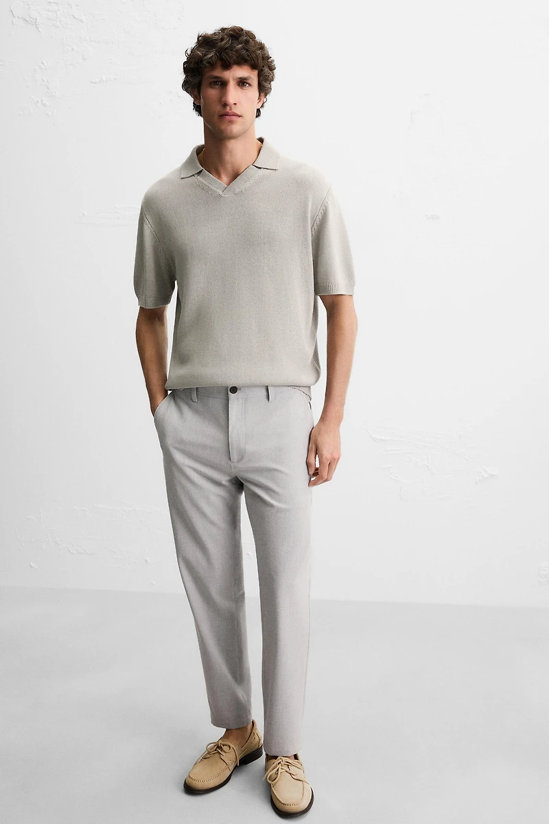 TEXTURED STRETCH PANTS