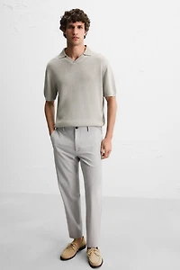 TEXTURED STRETCH PANTS