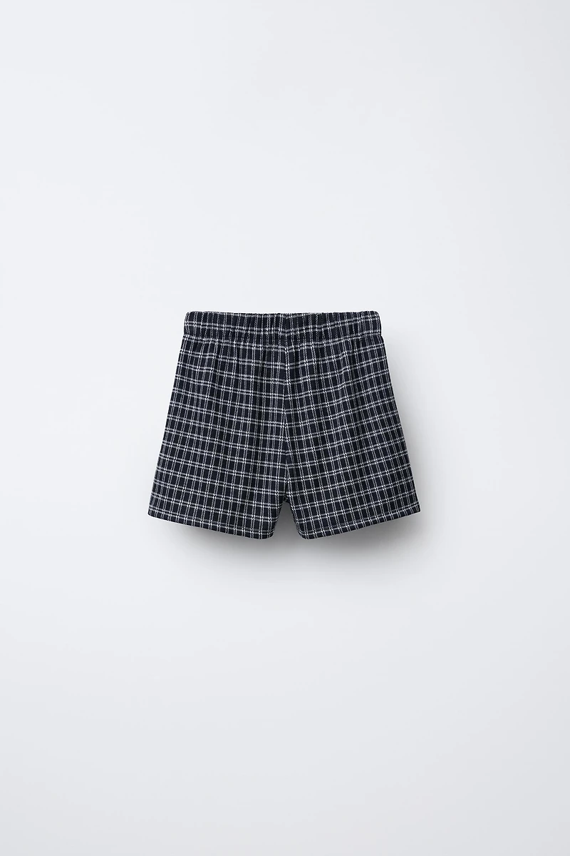 JUPE-SHORT À PLIS PLATS CARREAUX