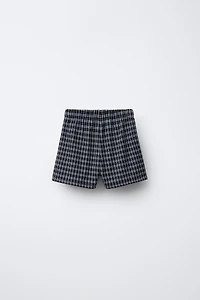 JUPE-SHORT À PLIS PLATS CARREAUX