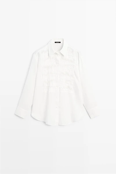 100% linen shirt with bib detail