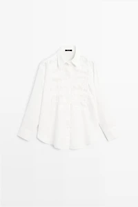 100% linen shirt with bib detail