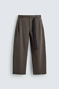 BELTED WIDE FIT PANTS
