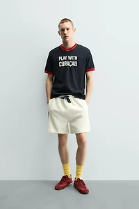 CONTRASTING TEXT PRINT T-SHIRT
