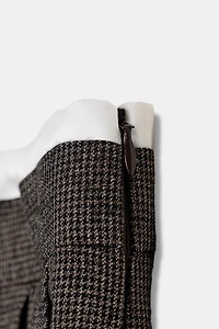 WIDE LEG DOUBLE WAISTBAND HOUNDSTOOTH PANTS