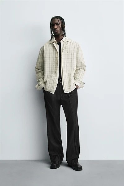 TEXTURED PLAID OVERSHIRT