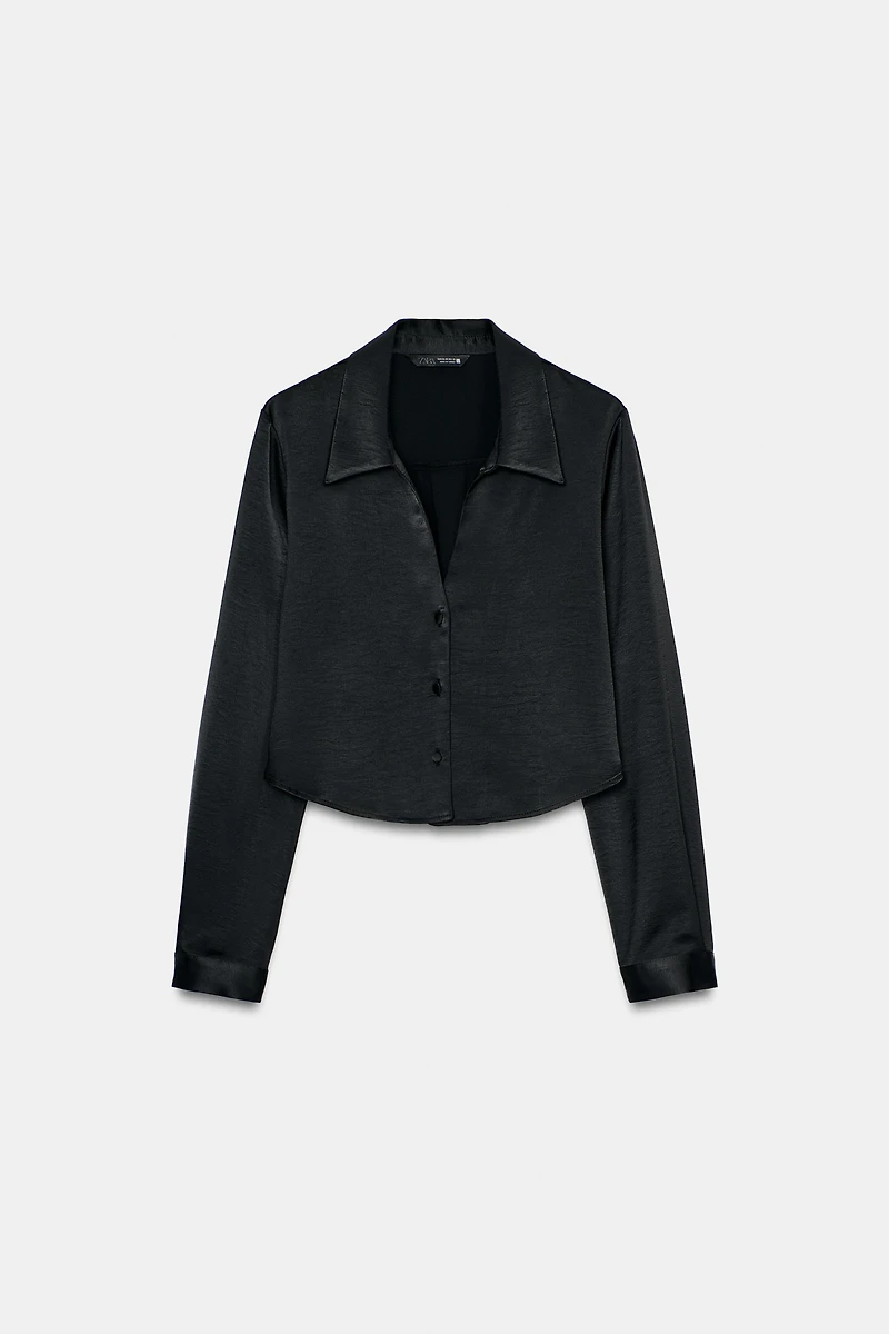 CROPPED SATIN EFFECT SHIRT