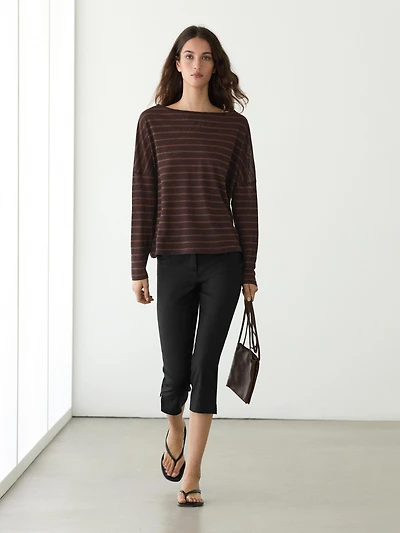 Striped linen knit T-shirt