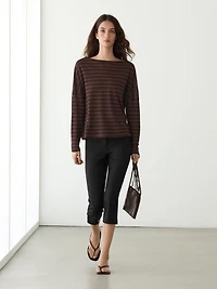 Striped linen knit T-shirt