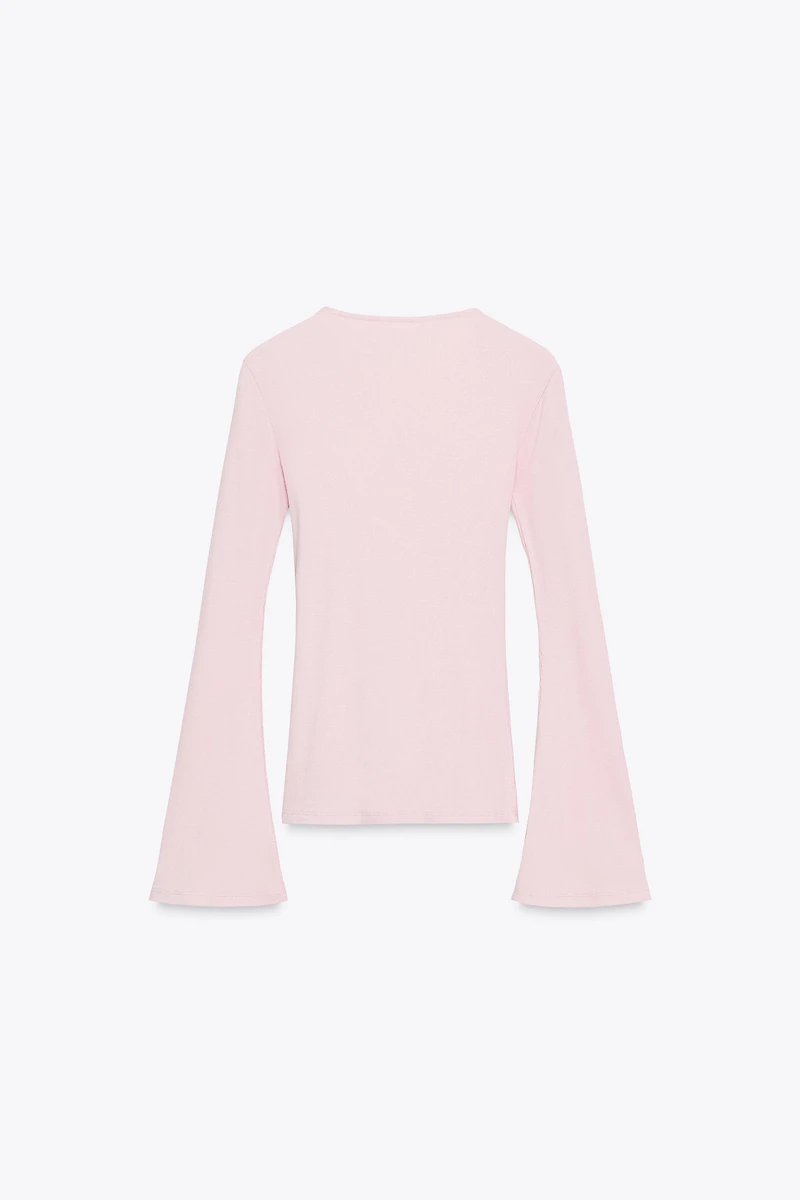 RIB TOP WITH FLARED SLEEVES