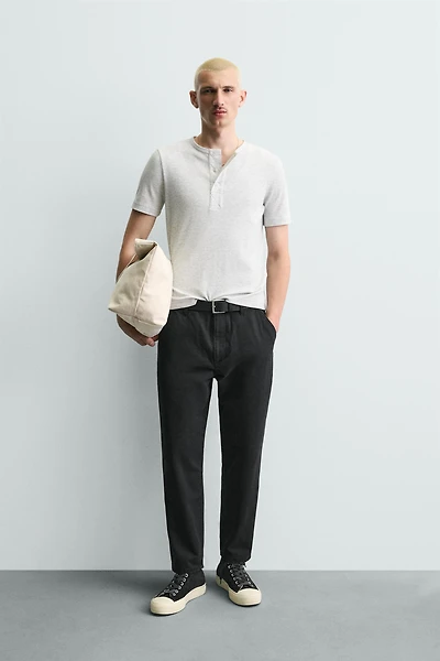 WASHED TAPERED FIT PANTS