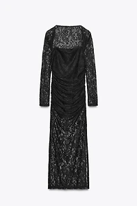 ROBE MIDI EN DENTELLE À MANCHONS