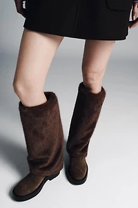 LOW HEEL FAUX FUR BOOTS