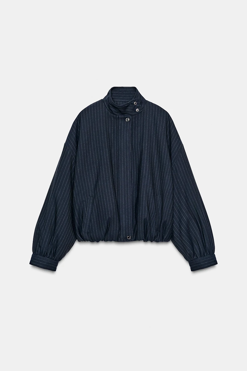 PINSTRIPED BOMBER JACKET