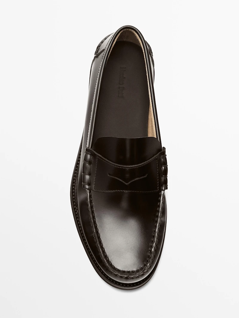 Leather loafers with penny strap