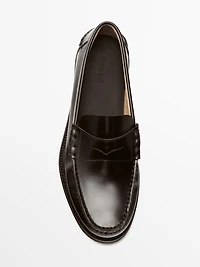 Leather loafers with penny strap