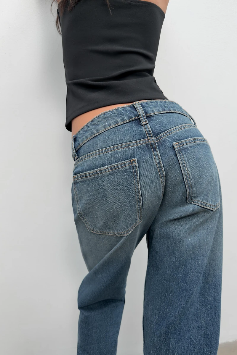 TRF LOW RISE CROPPED WIDE LEG JEANS