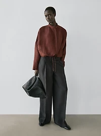 Flowing linen suit trousers