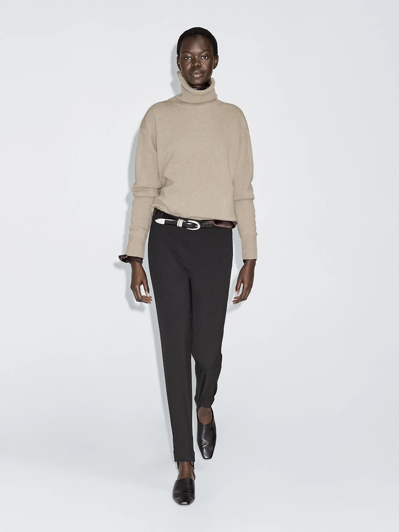 Pull à col roulé en laine mélangée