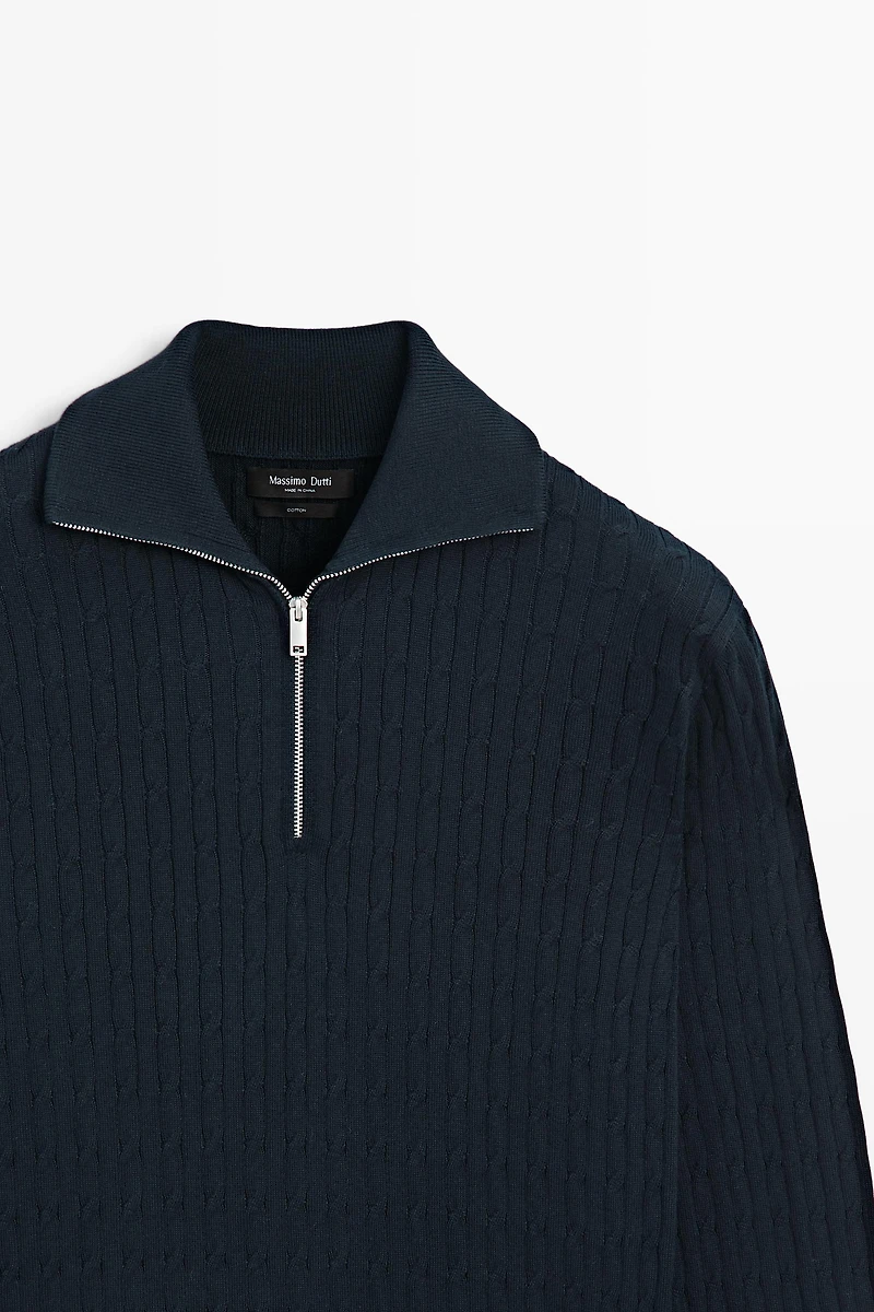 Pull en maille à col camionneur zippé